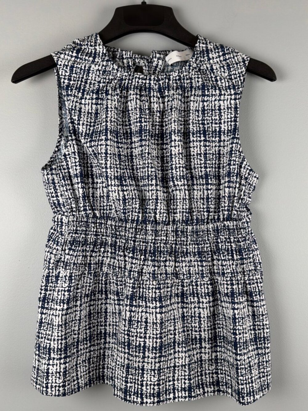 Proenza Schouler Birdie Top Women 6 Navy Poplin 100% Cotton Tie Neck Resortwear